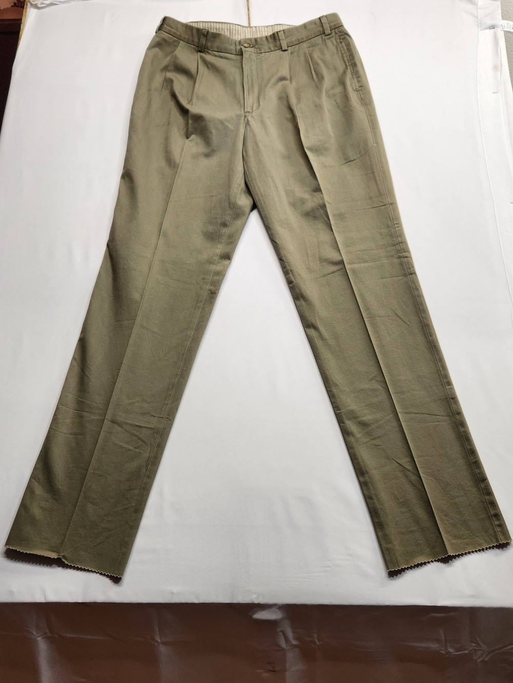 ⭐️NWT Bills Khakis M2P Pleated Chino Pants Olive Green 38 Unfinished Hem USA
